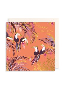 Поздравителна картичка за рожден ден - Тукани с корони